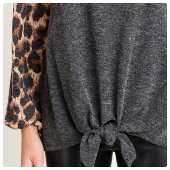 NEW Trendy Charcoal Grey/Leopard Tunic - Picture 4 of 7